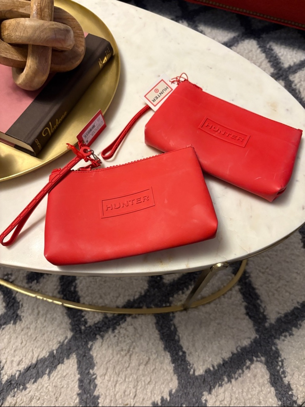 Hunter Red Wristlet Pouch Set - Bright Red Rubber Finish